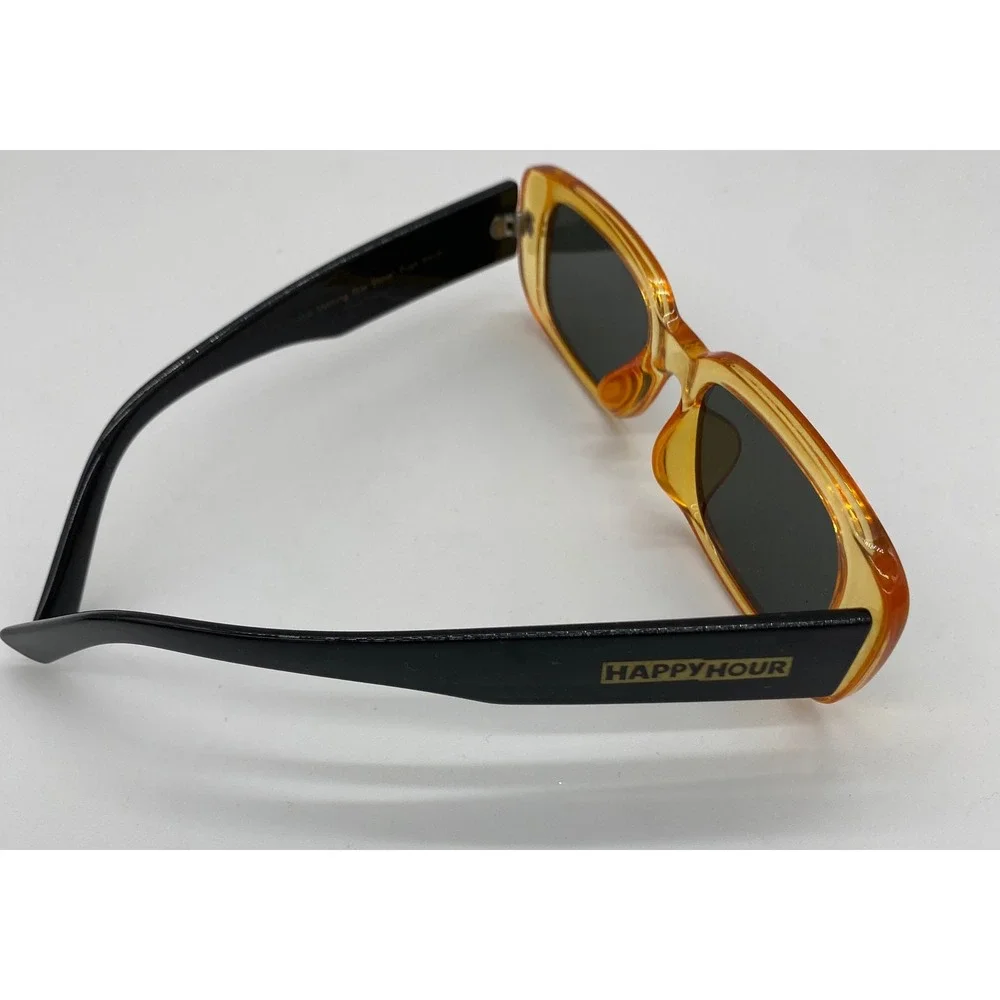 Happy Hour Morning Star Shine Evan Smith Sunglasses Amber Black Rectangular